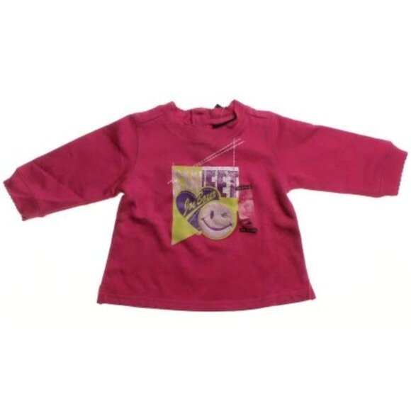 Joe Boxer 12M Girls sweatshirt fleece smile Happy face Graphic Hot Pink NEW - Picture 1 of 2